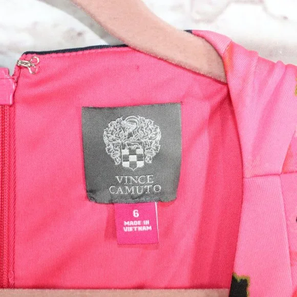 Vince Camuto Blue Polyester Floral Zip Sleeveless Fit and Flare Dress Size 6 - Picture 4 of 7